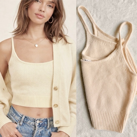 Reformation Sweaters - Reformation Varenne Cashmere Cream Color Sleeveless Short Top M